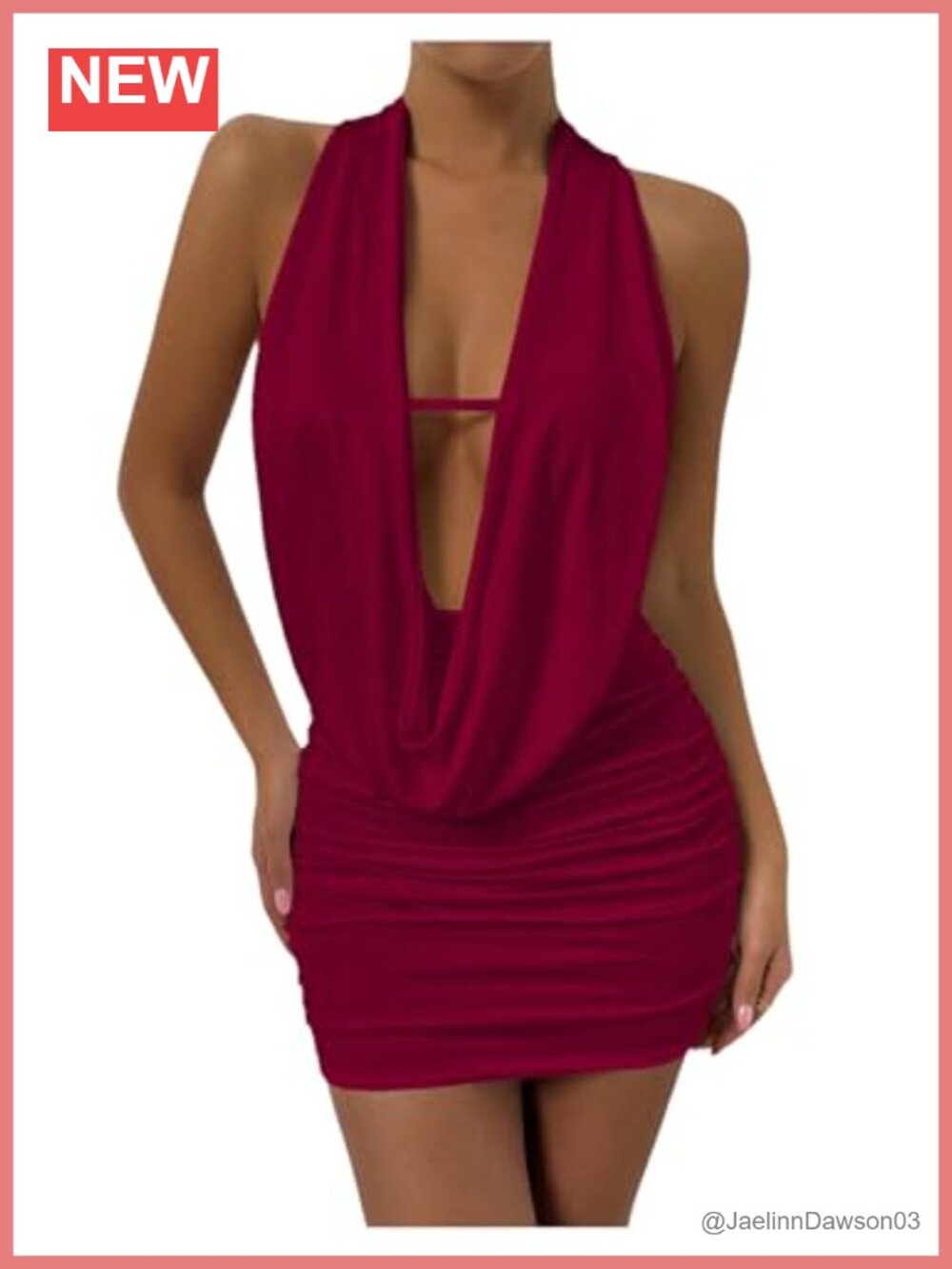 Women's Halter Bodycon Mini Club Dress Backless Deep V-Neck Sleeveless